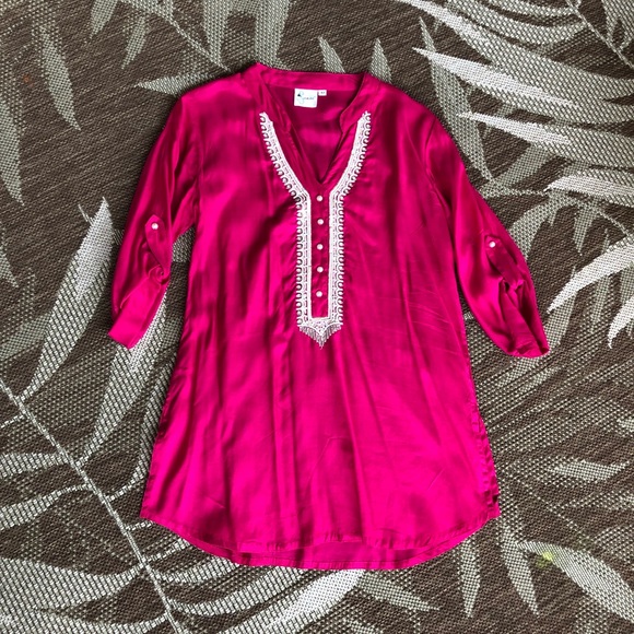 Tops - 🌸 Pink Indian kurta top with pearls embroidery 🌸